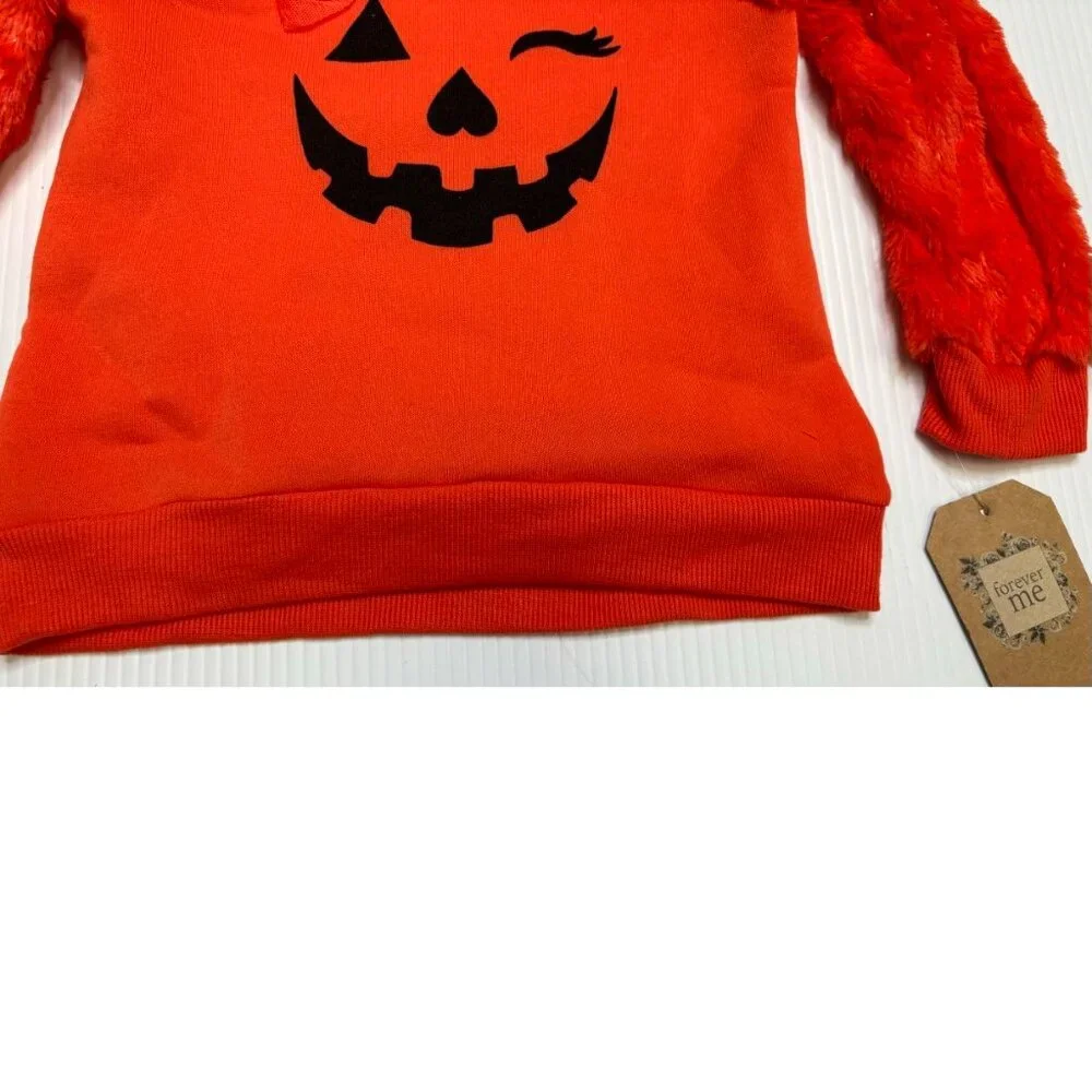 Pumpkin Halloween Shirt, Leggings, Headpiece 4T Black Orange 3 Piece Set Girls
